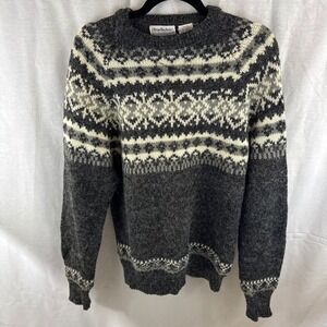 Vintage Brian MacNeil Sportswear Fair Isle Sweater Women's Medium Gray‎ Knit